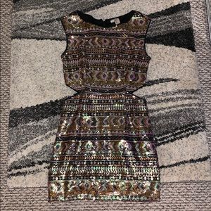 Sequin dress with side cutout